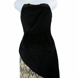 Megan Masters Black and Gold Strapless Dress Size 2